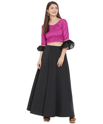 Pink N Black Art Silk Art Silk Ready-Made Saree Blouse 2