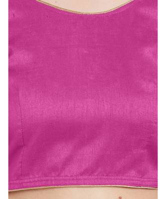 Pink N Black Art Silk Art Silk Ready-Made Saree Blouse 4