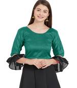 Teal N Black Art Silk Art Silk Ready-Made Saree Blouse