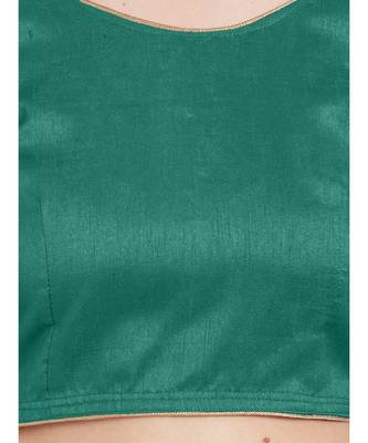 Teal N Black Art Silk Art Silk Ready-Made Saree Blouse 4