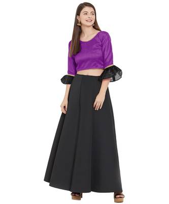 Wine N Black Art Silk Art Silk Ready-Made Saree Blouse 2