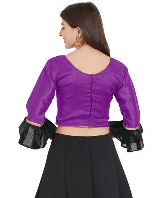 Wine N Black Art Silk Art Silk Ready-Made Saree Blouse 3