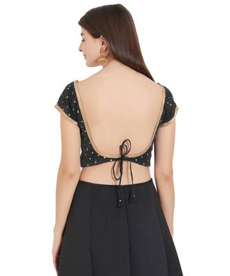 Black Art Silk Art Silk Ready-Made Saree Blouse 3