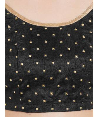 Black Art Silk Art Silk Ready-Made Saree Blouse 4