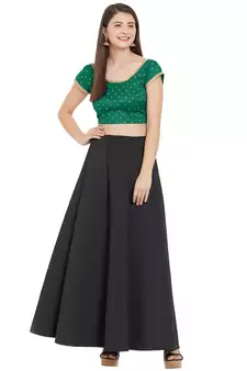 Dark Green Art Silk Art Silk Ready-Made Saree Blouse
