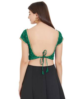 Dark Green Art Silk Art Silk Ready-Made Saree Blouse 3