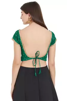 Dark Green Art Silk Art Silk Ready-Made Saree Blouse