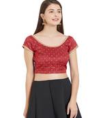Maroon Art Silk Art Silk Ready-Made Saree Blouse