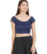 Navy Blue Art Silk Art Silk Ready-Made Saree Blouse