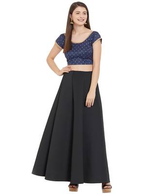 Navy Blue Art Silk Art Silk Ready-Made Saree Blouse 2