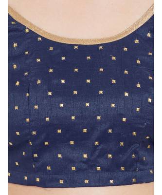 Navy Blue Art Silk Art Silk Ready-Made Saree Blouse 4