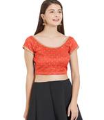 Orange Art Silk Art Silk Ready-Made Saree Blouse