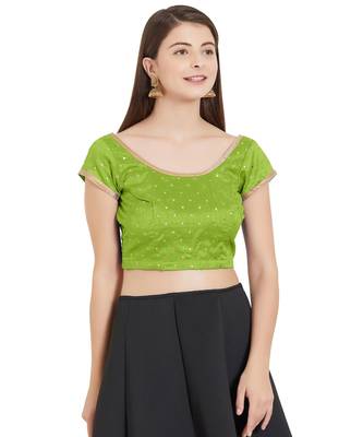 Parrot Green Art Silk Art Silk Ready-Made Saree Blouse 1