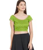 Parrot Green Art Silk Art Silk Ready-Made Saree Blouse