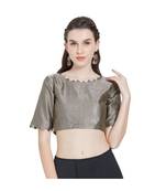 Taupe Art Silk Ready-Made Saree Blouse