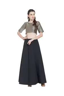 Taupe Art Silk Ready-Made Saree Blouse
