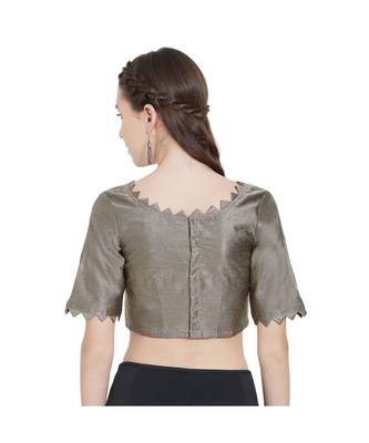 Taupe Art Silk Ready-Made Saree Blouse 3
