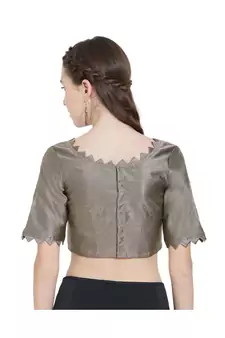 Taupe Art Silk Ready-Made Saree Blouse