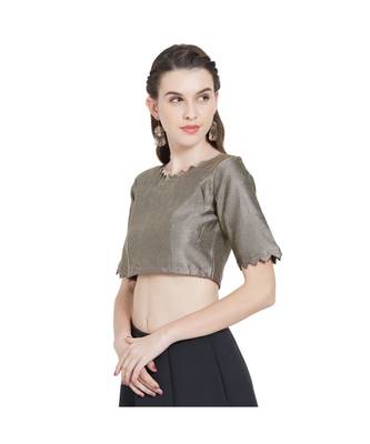 Taupe Art Silk Ready-Made Saree Blouse 5