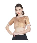 Gold N White Art Silk Ready-Made Saree Blouse