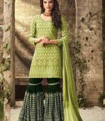 Light Green Faux Georgette with Embroidery Work Sharara Suit