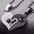 Couple Heart I Love You Black Silver 316L Surgical Stainless Steel Necklace Chain Pendant Pack of 2 Men Women Boys Girls