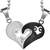 Couple Heart I Love You Black Silver 316L Surgical Stainless Steel Necklace Chain Pendant Pack of 2 Men Women Boys Girls