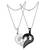 Couple Heart I Love You Black Silver 316L Surgical Stainless Steel Necklace Chain Pendant Pack of 2 Men Women Boys Girls