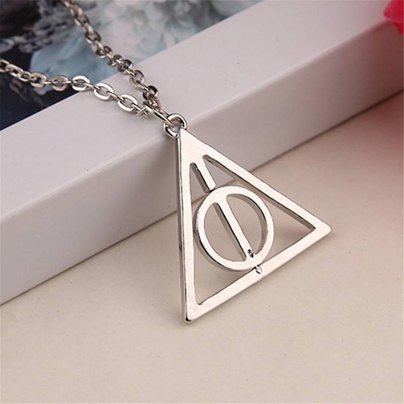 Harry Potter Time Turner Deathly Hallows Triangle Snitch Compass Stainless Steel Pendant Chain Necklace Men