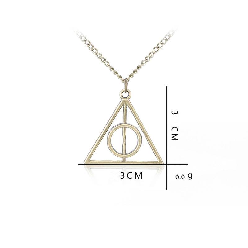 Harry Potter Time Turner Deathly Hallows Triangle Snitch Compass Stainless Steel Pendant Chain Necklace Men