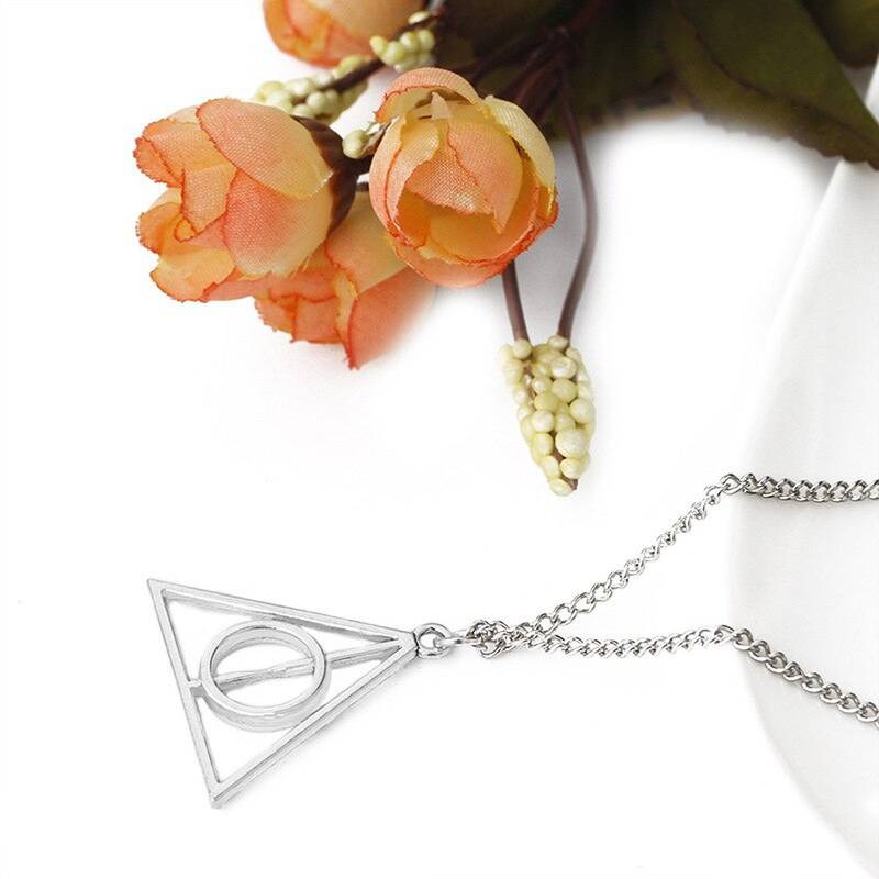 Harry Potter Time Turner Deathly Hallows Triangle Snitch Compass Stainless Steel Pendant Chain Necklace Men