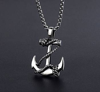 Marine Rudder Anchor Sailor Silver 316L Surgical Stainless Steel Jewelry Pendant Necklace Chain for Men 4