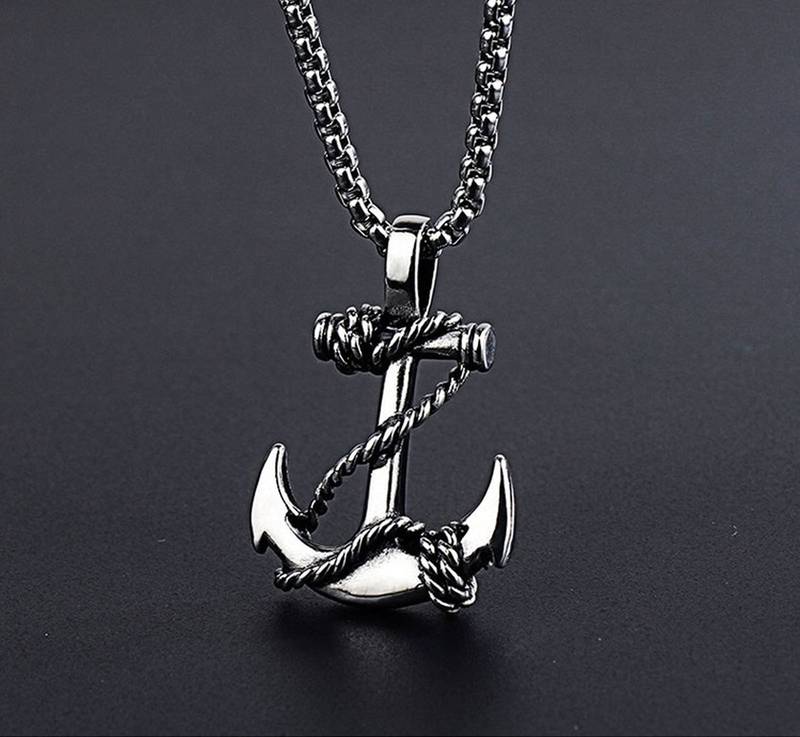 Marine Rudder Anchor Sailor Silver 316L Surgical Stainless Steel Jewelry Pendant Necklace Chain for Men