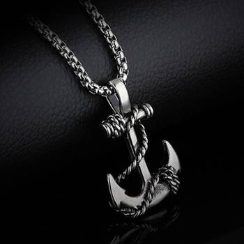 Marine Rudder Anchor Sailor Silver 316L Surgical Stainless Steel Jewelry Pendant Necklace Chain for Men 5