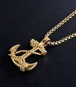 Navy Rudder Anchor Sailor Gold 316L Surgical Stainless Steel Jewelry Pendant Necklace Chain for Men