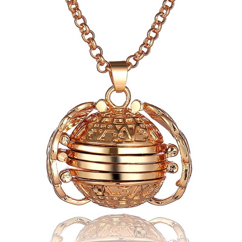 Expanding Angel Wings Photo Souvenier Gold Plated Locket Pendant Necklace Chain for Men