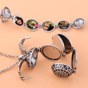 Expanding Angel Wings Photo Souvenier Silver Plated Locket Pendant Necklace Chain for Men 1