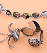 Expanding Angel Wings Photo Souvenier Silver Plated Locket Pendant Necklace Chain for Men