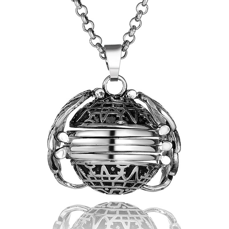 Expanding Angel Wings Photo Souvenier Silver Plated Locket Pendant Necklace Chain for Men