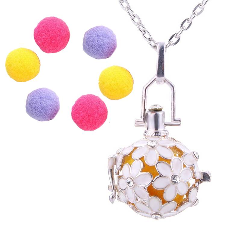 Aromatherapy Essential Oil Perfume Diffuser Openable Hollow Cage Pendant Necklace Chain for Women Girls