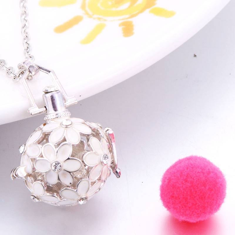 Aromatherapy Essential Oil Perfume Diffuser Openable Hollow Cage Pendant Necklace Chain for Women Girls