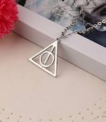 Harry Potter Rotatable Time Turner Deathly Hallows Triangle Snitch Compass Stainless Steel Pendant Chain Necklace Men