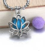 Lotus Flower Aromatherapy Essential Oil Perfume Diffuser Openable Hollow Cage Pendant Necklace Chain