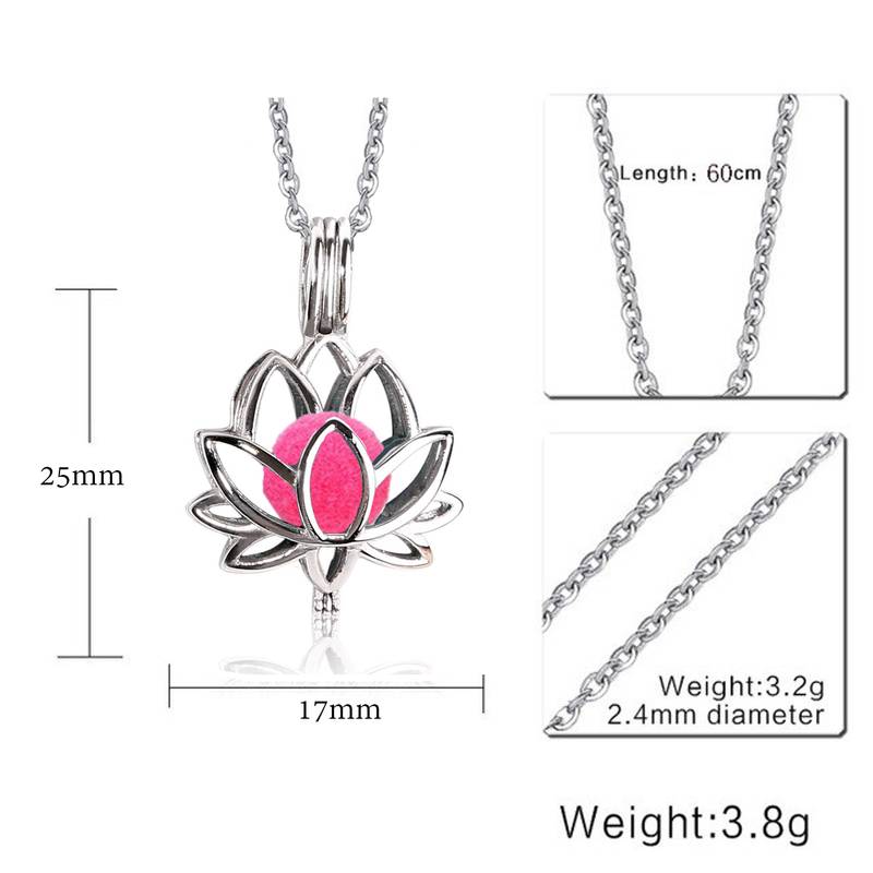 Lotus Flower Aromatherapy Essential Oil Perfume Diffuser Openable Hollow Cage Pendant Necklace Chain