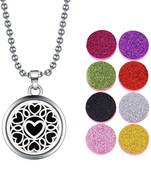 Love Heart Aroma Therapy Essential Oil Perfume Diffuser 8 Refill Pads Locket Pendant Necklace Chain for Women Girls