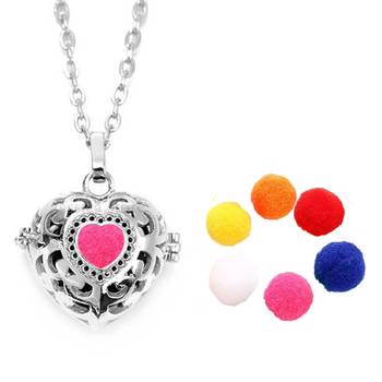 Heart Love  Aromatherapy Essential Oil Perfume Diffuser Openable Hollow Cage Pendant Necklace Chain 1