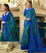 Multicolor printed crepe saree with blouse