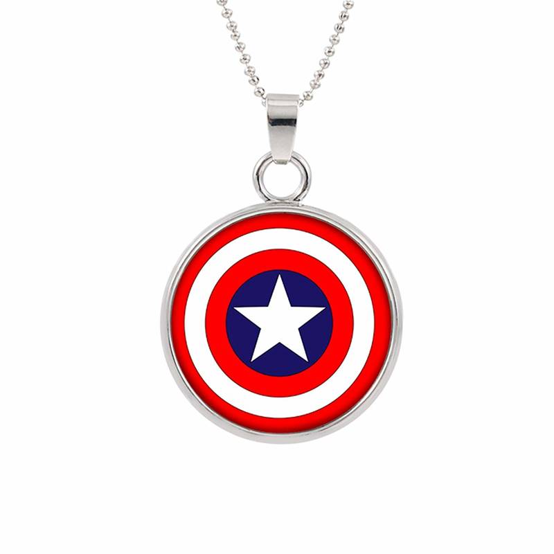 Captain America Steve Rogers Super Hero Shield Avengers Red Blue Pendant Necklace Chain for Men