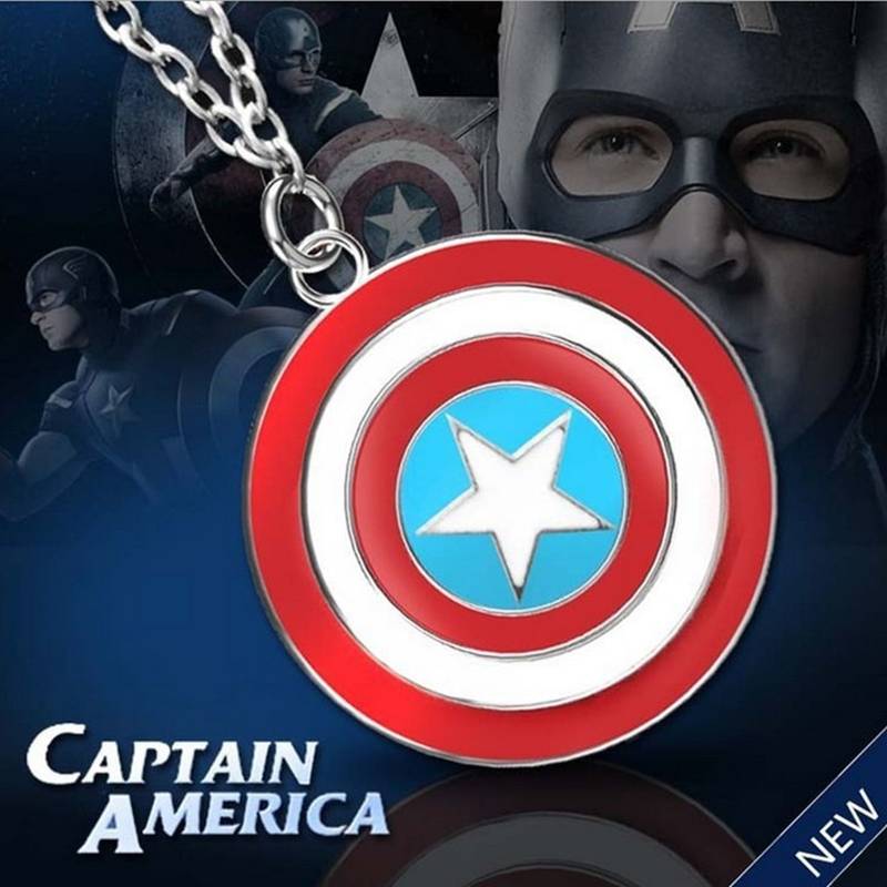 Captain America Steve Rogers Super Hero Shield Avengers Red Blue Pendant Necklace Chain for Men
