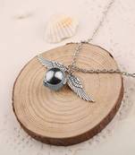 Harry Potter Hogwarts Wings of Silver Burglar Angel Quidditch Snitch Pendant Necklace Chain for Boys Girls